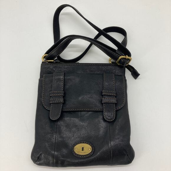 Fossil small black leather women's crossbody bag - Picture 1 of 5